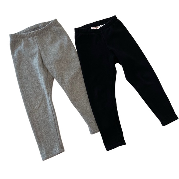 Cat & Jack Fleece Lined Kids Gray and Black Leggings Bundle | Girls 3T - Picture 1 of 3
